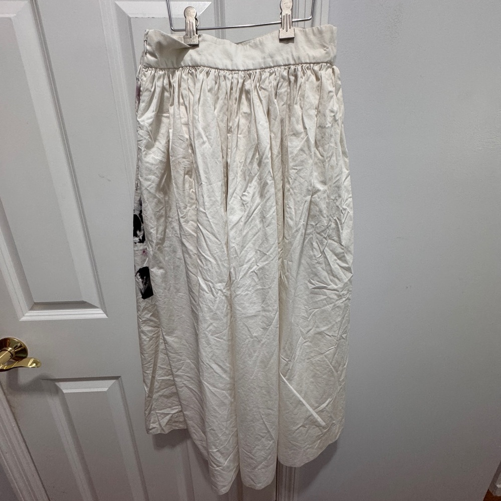 Dries Van Noten White and Black Floral Midi cotton Skirt EU 34/US 2 - Picture 7 of 9